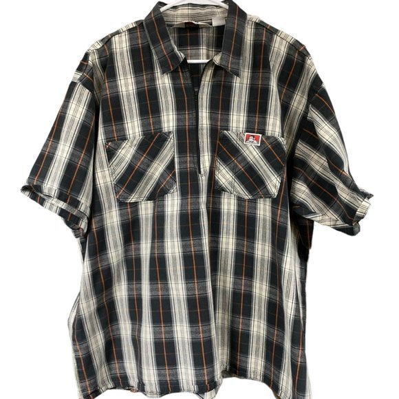 Ben Davis Short Sleeve Plaid 1/2 Zip Shirt - Picture 2 of 13